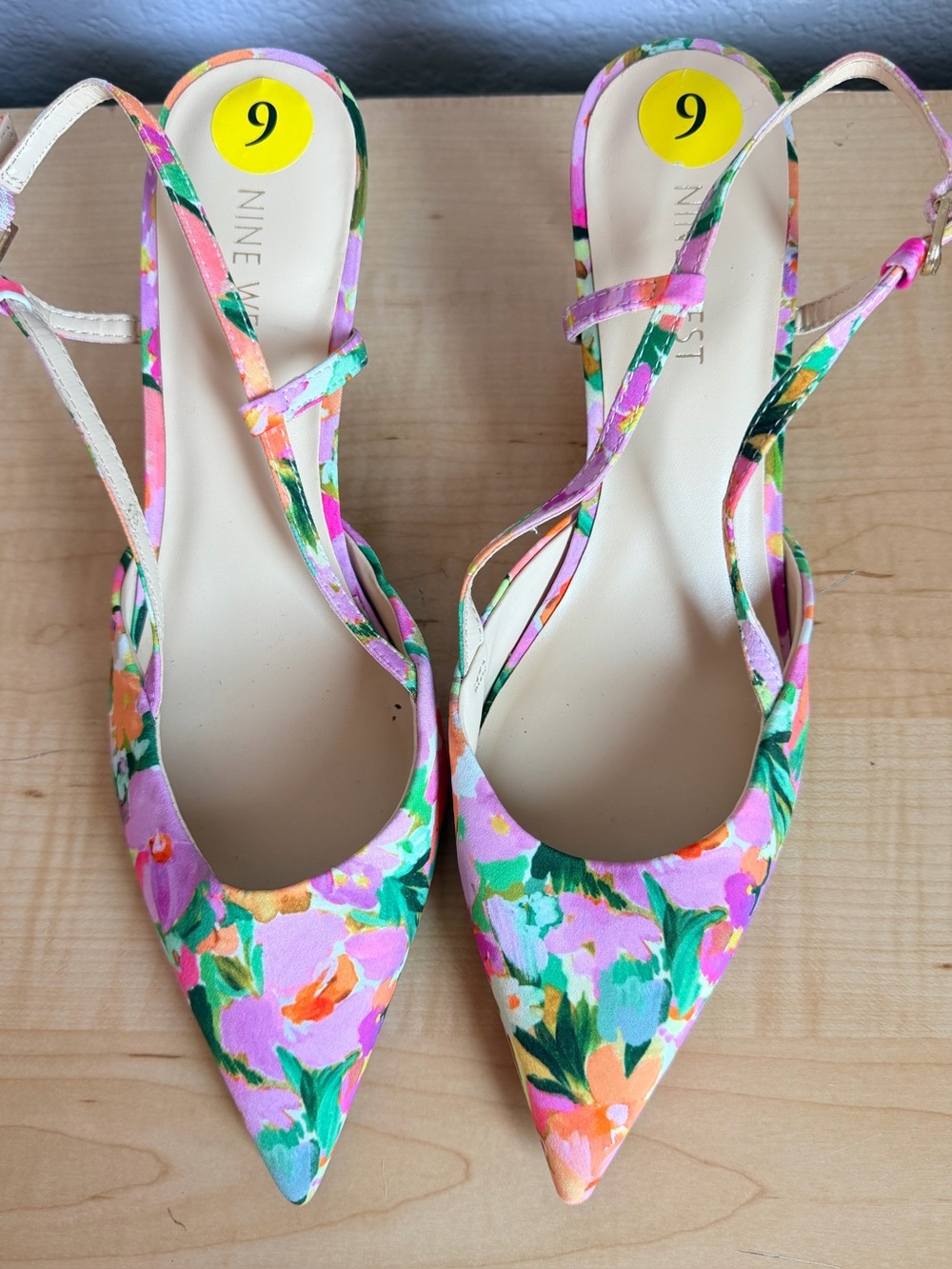 Nine West Vassa Pointy Toe Slingback Kitten Heels